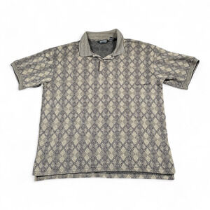 Vintage Knightsbridge Polo Shirt Adult EXTRA LARGE Brown Black Argyle Preppy 90s